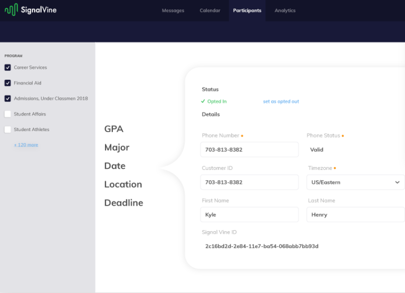 screenshot of Modern Campus Message